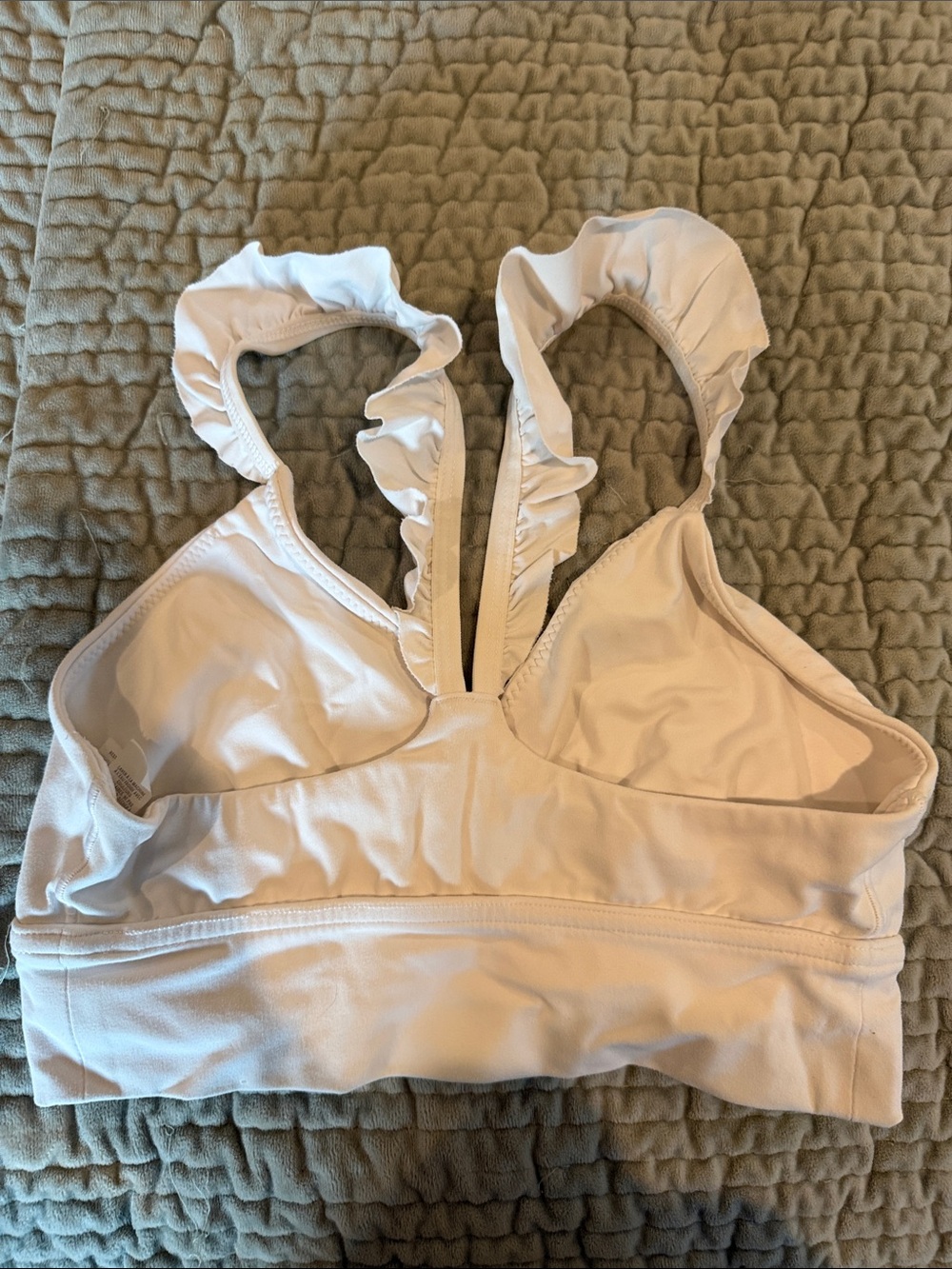 White Ruffle-Strap Sports Bra - Picture 3 of 3